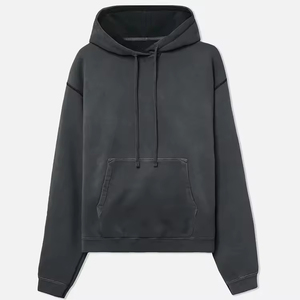 Oem Designer Brand Streetwear Heavy Washed Grey Hoodie Acid Wash Sudadera con capucha de gran tamaño Vintage Men Heavyweight French Terry Hoodie - Product Image 6