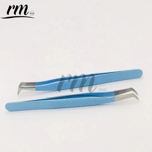 RMI vente en gros fabricant bleu ciel enduit de poudre argent pointe 65 degrés Volume de démarrage pince à épiler avec Logo personnalisé - Product Image 1