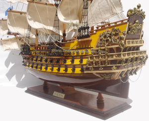 OLD TALL SHIP LE SOLEIL ROYAAL PAINTED / <b>WOODEN</b> SHIP <b>MODEL</b> / HANDICRAFT OLD SHIP <b>MODEL</b> - Product Image 3