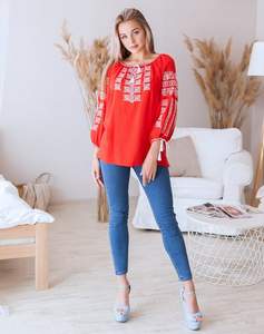 Blusa con estampado de algodón bordado para mujer 2023, camisa informal de manga larga con cuello en V, decoración de logotipo a la moda, gran oferta para - Product Image 3