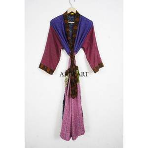 Elegant Japanese-Style Floral Kimono Robe <b>for</b> <b>Women</b> Traditional Design Full Length 100% <b>Silk</b> Comfortable Smooth Breathable - Product Image 6