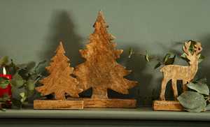 Arbre de Noël en bois de manguier avec décorations de baies de cône de pin Bougeoir élégant pour la décoration de la maison - Product Image 4