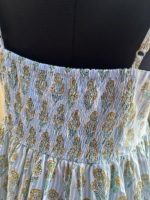Robe longue en coton indien tissé, imprimée à la main, tie-dye, respirante, écologique, col en V, taille naturelle