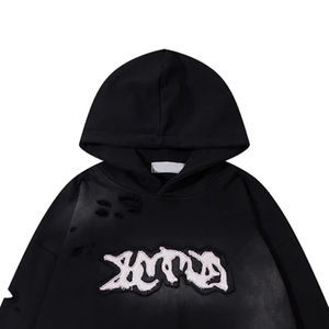 Sudaderas con Capucha de Invierno para Hombre, 100% Algodón, Lavado Desteñido al Sol, Bordado Personalizado, Estilo Desgastado, Manga Larga, Ropa Urbana - Product Image 3