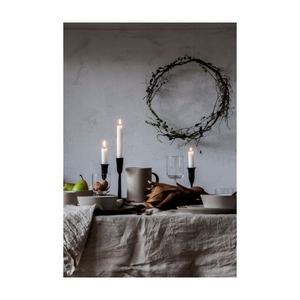 Manteles de Lino 100% Bordados en Gris Ceniza Oscuro, Impermeables, Duraderos, Simples, Sólidos, Sostenibles, Ecológicos, Lavados con Aceite, Cuadrados - Product Image 1