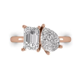 <b>Two</b> <b>Stone</b> Lab Grown Diamonds Engagement <b>Ring</b> 1.80 Ct F-SI2 Polished 14K Solid Gold Prong Setting Classic Ladies <b>Ring</b> For Women - Product Image 1