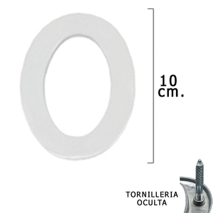 Número Metálico "0" Plateado Mate 10 cm. Con Tornillería Oculta (Blister 1 Pieza) - Product Image 1