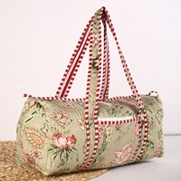 Sac de voyage sportif et décontracté en coton floral gris léger de luxe, écologique, durable et grande capacité