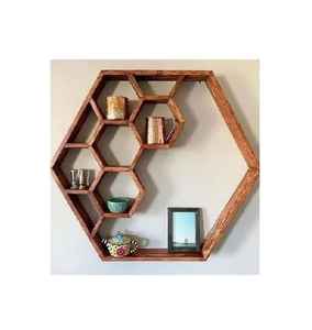 Étagère murale en bois massif Art déco, rangement flottant pour la décoration de la maison, Z F Craft Impex - Product Image 4