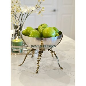 Tazón de mezcla de acero inoxidable de tamaño personalizado, forma redonda con mango de diseño de hoja, uso doméstico, gran oferta, tazón de Metal multiusos - Product Image 5