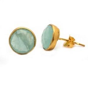 Pendientes de plata de ley 925 con gema de Calcedonia, novedad - Product Image 1