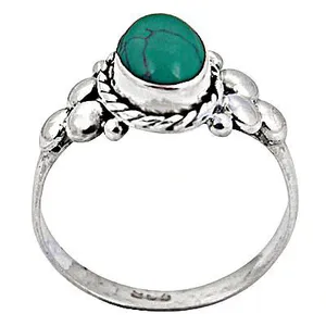 A Vintage 925 Silver <b>Turquoise</b> <b>Ring</b> Bezel Set Gemstone Statement Jewelry Unisex Everyday Wear From Rajasthan - Product Image 2