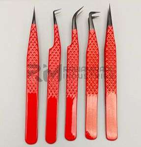 Pinzas RMI rojas de nueva llegada Pinzas de extensión de pestañas sostenibles Pinzas de pestañas de acero inoxidable Logotipo personalizado y embalaje - Product Image 1