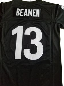 เสื้อฟุตบอลอเมริกันฉลาม13 BEAMEN,เสื้อกีฬาปักเย็บกลางแจ้งฮิปฮอปหลวมสีขาวสีดำ - Product Image 2
