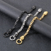 Pulsera YYN Vintage Punk de Acero Inoxidable con Cabeza de Calavera y Cadena Ajustable, Joyería Gótica Hecha a Mano para Hombre, Venta al Por Mayor