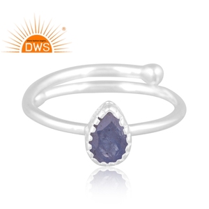 Anillo apilable de piedras preciosas de tanzanita Natural de plata de ley fina, joyería personalizada para mujer, regalo para ella - Product Image 2