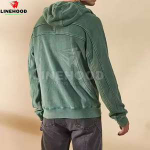 Sudadera con capucha con lavado ácido y media cremallera para hombre de último diseño 100% algodón básico para invierno patrón sólido - Product Image 4