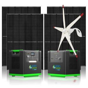 เครื่องกำเนิดไฟฟ้าพลังงานแสงอาทิตย์ Natures Generator 6000W พร้อมแผงโซลาร์เซลล์แบบโมโนคริสตัลไลน์ 4 แผง ขนาด 410 วัตต์ และชุดกังหันลม สำหรับใช้ในบ้าน - Product Image 1