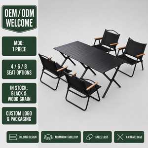 Juego de Mesa y Sillas Plegables de Aluminio y Acero para <span class=keywords><strong>Camping</strong></span>, <span class=keywords><strong>4</strong></span>, 6 y 8 Plazas, en Stock, Muebles de Exterior para Glamping, Alquiler, Venta al Por Mayor - Product Image 2