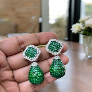 Elegant Women's Brass <b>Silver</b> Plated <b>Stud</b> <b>Earrings</b> with Zircon Stone for Wedding Engagement Party Wear Fashion Accessories Gifts - Product Image 1