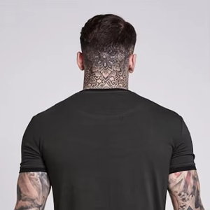 T-shirts pour hommes surdimensionnés en tissu tissé avec logo brodé personnalisé par transfert thermique, Spandex/Coton 280 grammes - Product Image 5