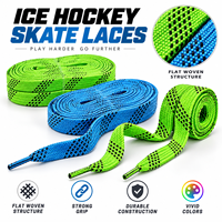 Lacets de patins à glace personnalisés, tissés à plat, motif Dash, vert néon et bleu, ajustement sécurisé, lacets faciles à enfiler, OEM Mingjia