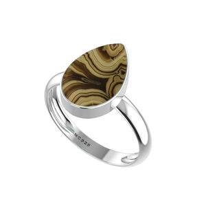 Bague de fiançailles unisexe en argent sterling 925, finition haut de gamme, sertie de pierres naturelles, forme poire ovale, style classique - Product Image 1