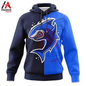 Sudadera con capucha elegante con diseño de tiburón y bloque de color para hombre, mezcla de algodón, 280 GSM, ajuste clásico, capucha con cordón, ropa informal, sudaderas con capucha - Product Image 2