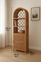 Étagère en rotin faite à la main avec porte cintrée, meuble en osier style bohème rustique, étagère de rangement VgreenArt Modèle 145 pour salon et chambre, Vietnam