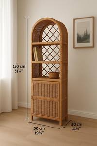 Librería de Ratán Hecha a Mano con Puerta - Mueble de Mimbre Arqueado, Estante de Almacenamiento Rústico Estilo Boho para Sala de Estar o Dormitorio Hecho en Vietnam - Product Image 4