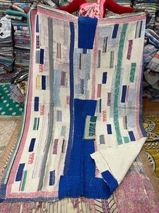 Indian Handmade Cotton Kantha <b>Patchwork</b> Reversible Quilt 300 Thread Count 40 Count Fabric Colorful Bohemian Bedding <b>Throw</b> - Product Image 3