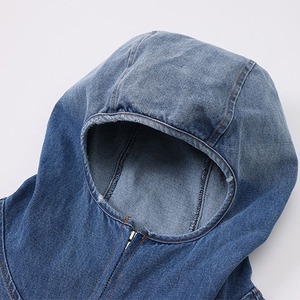 Veste en jean décontractée surdimensionnée pour homme, 100% coton, manteau d'hiver avec fermeture éclair, capuche, imprimé numérique, imperméable, coupe-vent - Product Image 5