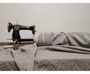 Vente en gros 100% lin tissu 115 ''/292cm de largeur supplémentaire noir larges rayures doux lin lavé Textiles de maison literie canapé/robe tissé - Product Image 2