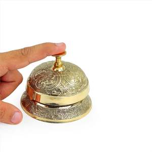 Cloche de bureau classique en laiton massif antique avec travail d'art traditionnel | Cloche de bureau bruyante - Product Image 5