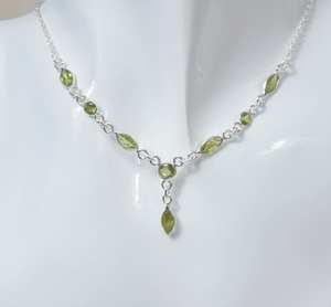 Collar de Plata de Ley 925 de diseñador hecho a mano, piedras preciosas de peridoto Natural, cadenas finas personalizables para mujer, joyería elegante para - Product Image 4