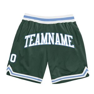 Industrie Direct Engro Ropa deportiva Pantalones cortos de baloncesto Custom Hunter Green White-Light Blue Authentic Throwback Basketball Shorts - Product Image 1