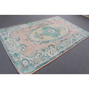 พรมตุรกีโบราณขนาดใหญ่ 6.1x9.4 ฟุต พรมขนสัตว์ลายพรางสีชมพู - Product Image 4