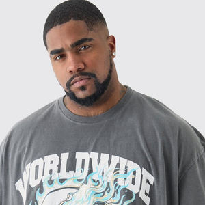 Camiseta de lavado ácido con gráfico personalizado para hombre, ropa en blanco Vintage de algodón de gran tamaño, tela de lavado ácido con gráfico personalizado - Product Image 5