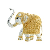 Statue d'éléphant en métal argenté, style antique, moderne et traditionnel, porte-bonheur |   Décoration Vastu Feng Shui |   Symbole de prospérité pour la maison