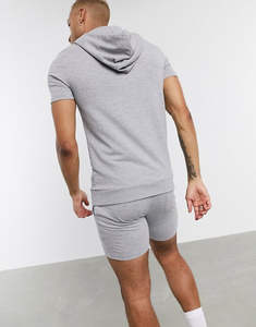 Ensemble survêtement homme personnalisé à manches courtes et short, haute qualité, 100% coton biologique, sweat-shirts et shorts pour homme - Product Image 4