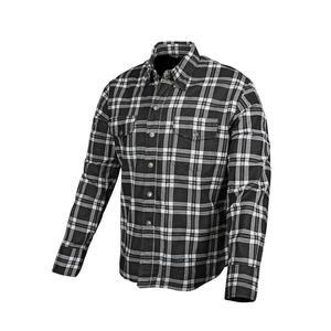 Chemise de moto en flanelle noire et à carreaux noirs de buffle, doublure en aramide avec armure CE, chemise de protection pour la conduite, fermeture éclair en laiton, OEM - Product Image 2