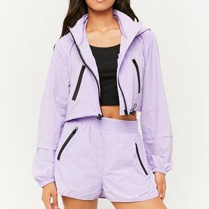 Women's Custom Polyester Color Block Half Zip Jacket & Shorts <b>Pants</b> Outfits Windbreaker Tracksuit Sweatsuit <b>2</b> <b>Piece</b> <b>Set</b> - Product Image 1