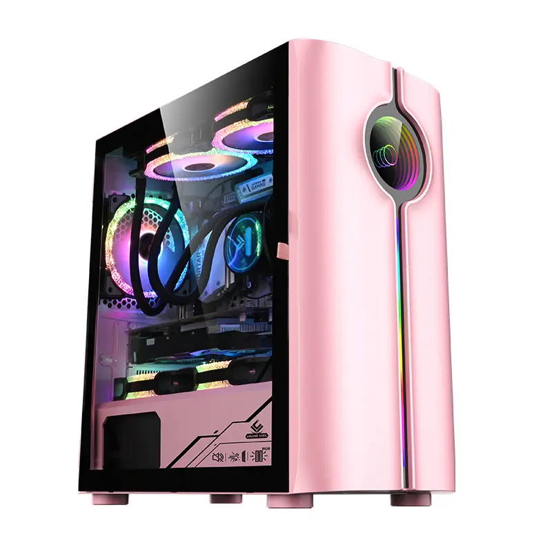 OEM PC Case Gaming Computer Tempering Glass M-ATX Tower Tempered Glass Gaming Computer Case With RGB Fans For Desktop