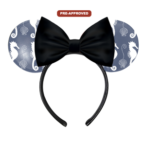 Diadema Personalizada de Vinilo Negro con Diseño de Caballo Marino para Niñas, Accesorio de Moda para el Cabello, Accesorio para Niños - Product Image 1