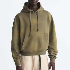 เสื้อฮู้ดผ้าฝ้าย100% ใส่ได้ทั้งชายและหญิงเสื้อมีฮู้ดแขนครอปแบบบ็อกซี่โลโก้กำหนดเอง - Product Image 6