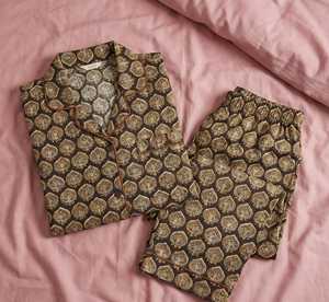 Conjunto de Pijama de Algodón Térmico Tejido a Mano con Estampado Floral de Jaipur para Mujer - Product Image 1