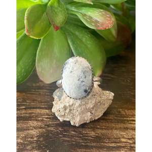 Navajo Handmade White Buffalo Sterling Silver <b>Ring</b> Size 8.25 <b>Adjustable</b> Letter Pattern Natural Stone Hip Hop for Everyday Wear - Product Image 1