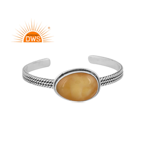 Latest Design Oxidized Sterling Silver Natural Yellow <b>Opal</b> Gemstone Bangle Custom Jewelry Manufacturer - Product Image 1