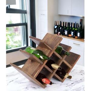 Porte-bouteilles en bois écologique de fournisseur indien avec un design compact et un assemblage facile pour contenir des bouteilles de vin, de soda et d'eau - Product Image 2