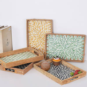 ชุดถาดหวายประดับมุกแบบฝังสำหรับวางบนโต๊ะถาดสำหรับใส่ของ - Product Image 5